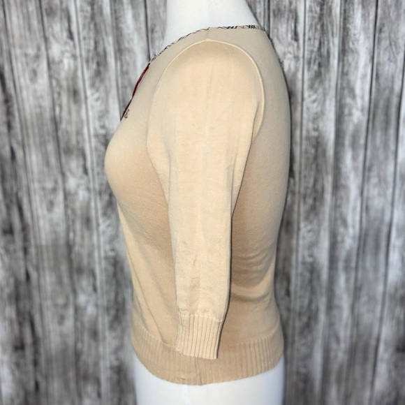 BURBERRY Blue Label Nova Check Trim Lace Up Knitted Sweater Sz Asian M (US XS/S) - Picture 3 of 12